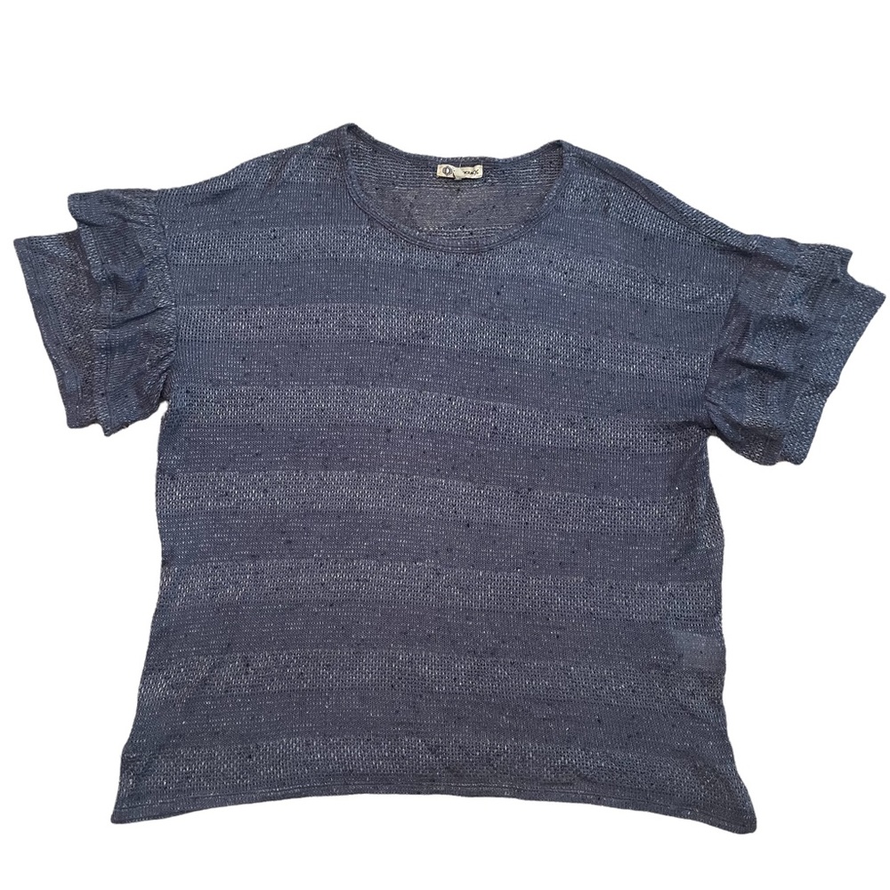 Democracy Blue Short Ruffle Sleeve Top size XL